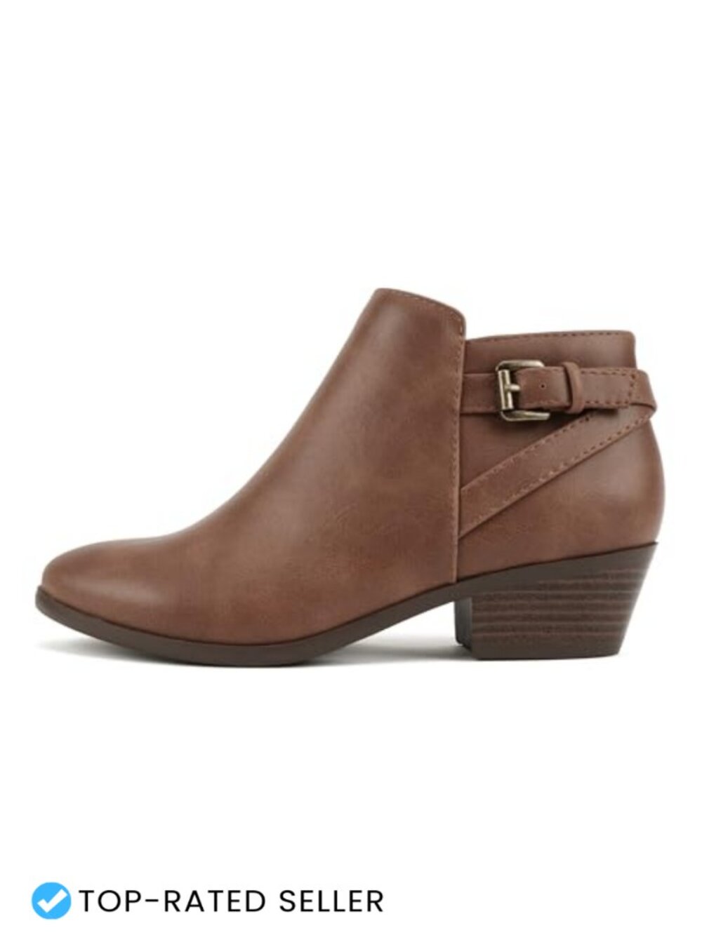 Faux Suede Ankle Bootie Stacked Heel Western Boot